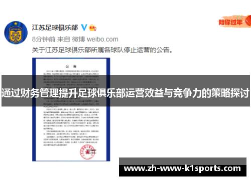 通过财务管理提升足球俱乐部运营效益与竞争力的策略探讨